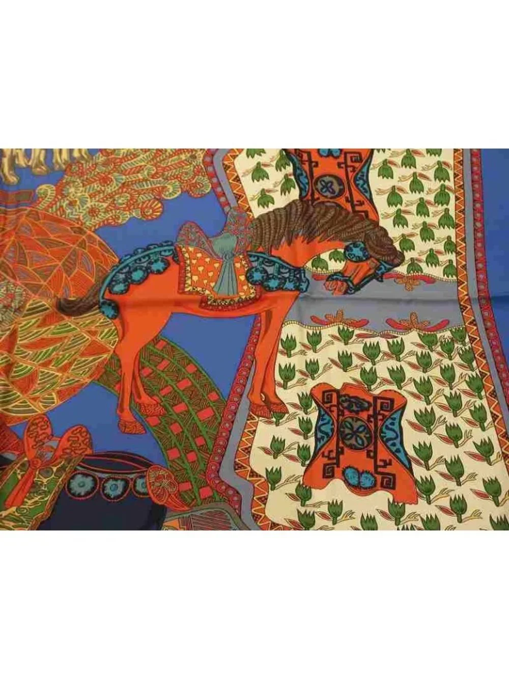 Hermes Scarf Carre 90 Step Art Des Steppes Silk Blue